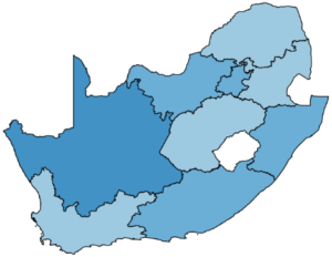 Figure 5.2.b maps the share of adults with some difficulty at the regional level in South Africa