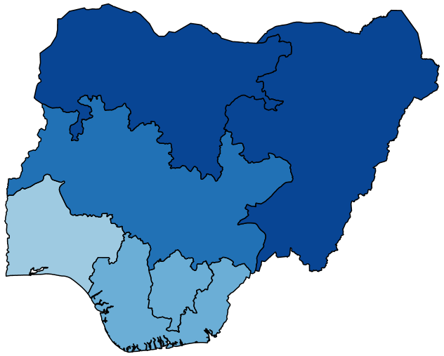 Figure 1c maps the share of adults with at least a lot of difficulty at the regional level in Nigeria